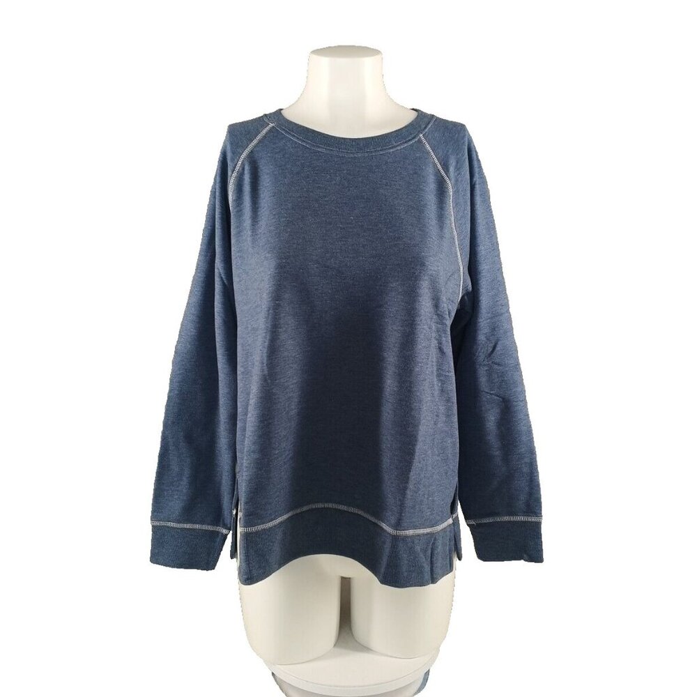 NWT $49 Style&Co Indigo Sweatshirt MEDIUM(8-10) Crew Neck Raglan Rayon Pullover